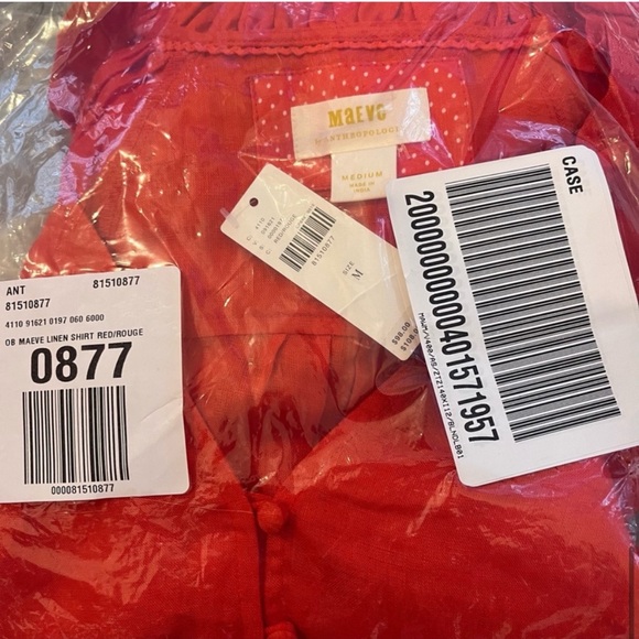 NWT! Anthropologie Maeve LINEN The Audie Puff-Sleeve Oversized Top Shirt M - Picture 13 of 15